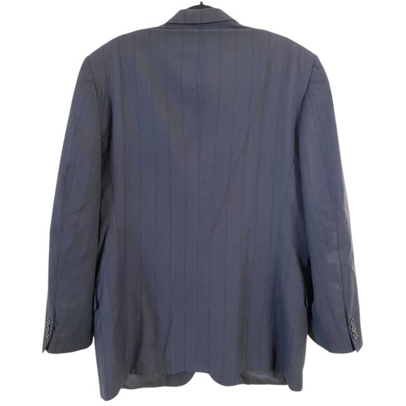 Oscar De La Renta Mens Navy Blue Plaid Two Button Blazer Traveler Worsted 44L - Picture 4 of 10